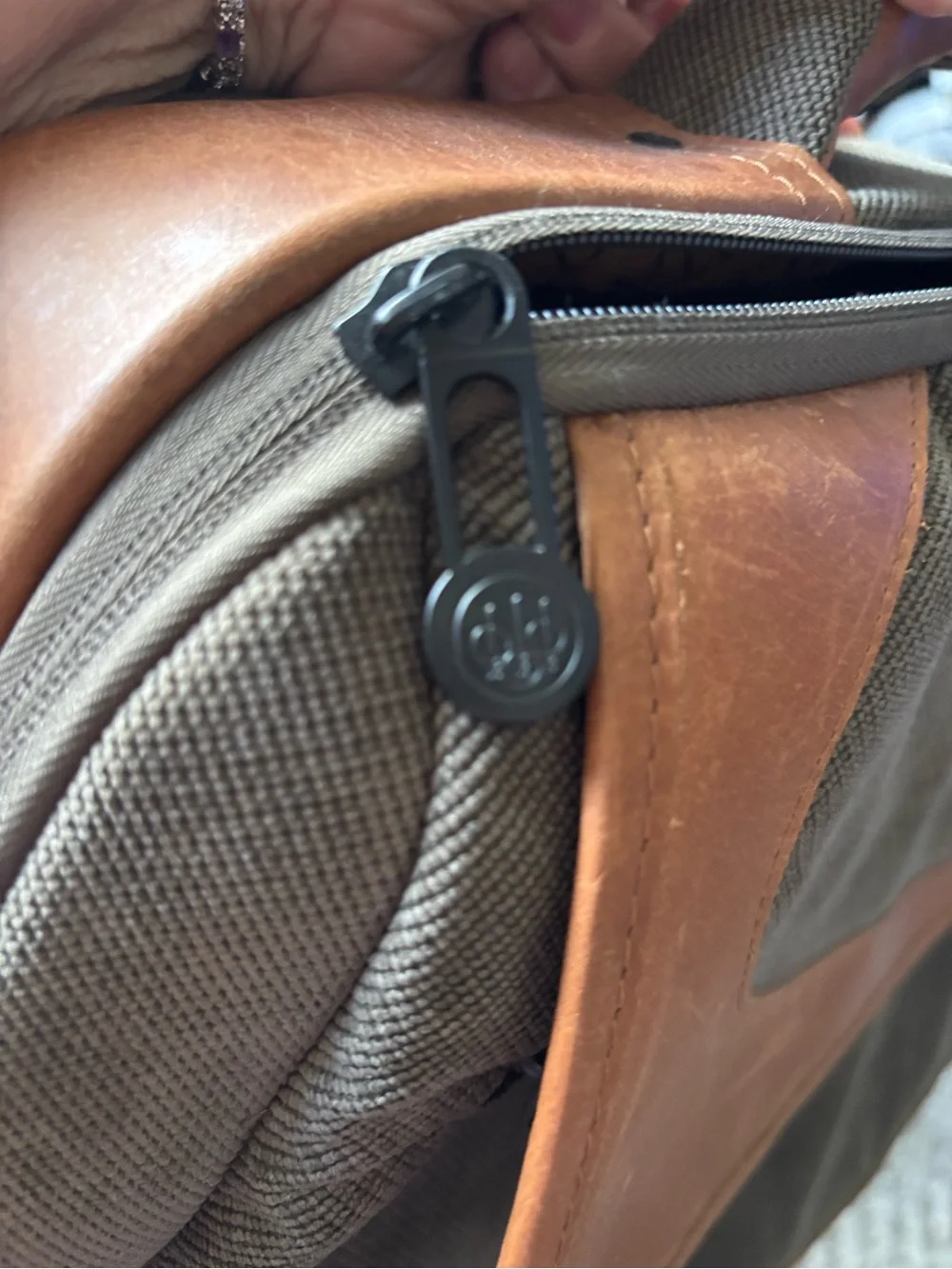 Beretta travel range shooting Men’s Brown Canvas & Leather Briefcase -